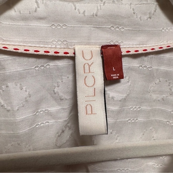 Pilcro Anthropologie White The Cami Surf Blouse Woven 100%Cotton Sheer Large - Picture 5 of 17